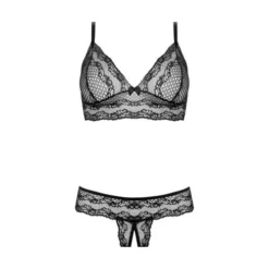 Fleur Kanten BH Set Met Open Kruis - Zwart -Seksspeeltjeswinkel 069504 001 S 4