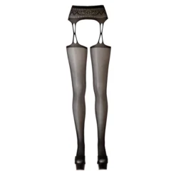 Cottelli Collection Jarretelgordel Met Netkousen - Zwart -Seksspeeltjeswinkel 25300901111