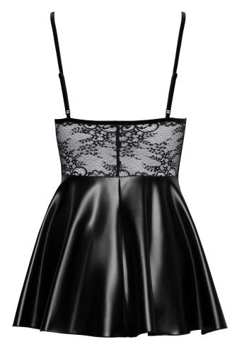 Noir Handmade Sexy Wetlook Jurkje Met Kanten Top - Zwart 4 Noir Handmade Sexy Wetlook Jurkje Met Kanten Top - Zwart - Afbeelding 4