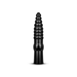 All Black Geribbelde Dildo - 34 Cm