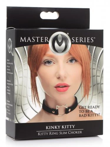 Master Series Kinky Kitty Ring Slim Choker - Zwart 4 Master Series Kinky Kitty Ring Slim Choker - Zwart - Afbeelding 4