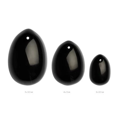 La Gemmes - 3-delige Yoni Egg Set - Zwarte Obsidiaan 1 La Gemmes - 3-delige Yoni Egg Set - Zwarte Obsidiaan