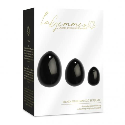 La Gemmes - 3-delige Yoni Egg Set - Zwarte Obsidiaan 2 La Gemmes - 3-delige Yoni Egg Set - Zwarte Obsidiaan - Afbeelding 2