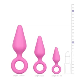 Roze Buttplugs Met Trekring - Setje -Seksspeeltjeswinkel ET213PNK 4
