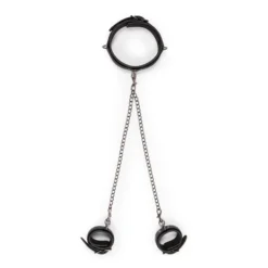 Kunstleren Halsband Met Enkelboeien 10 Kunstleren Halsband Met Enkelboeien -Seksspeeltjeswinkel ET279BLK 4