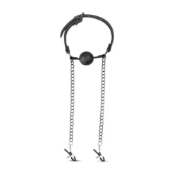 Open Ball Gag Met Tepelklemmen -Seksspeeltjeswinkel ET609BLK 6