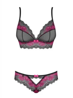 Obsessive Tulia 2-Delige BH Set - Zwart/Roze -Seksspeeltjeswinkel OBS3345 2
