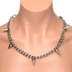 Master Series Punk Spiked Ketting - Zilver -Seksspeeltjeswinkel ag972 4