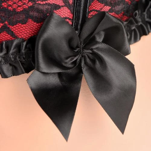 Master Series Scarlet Seduction Kanten Korset & String - Zwart/Rood 7 Master Series Scarlet Seduction Kanten Korset & String - Zwart/Rood - Afbeelding 7