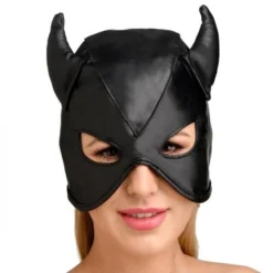 Master Series Dungeon Demon Bondage Masker Met Hoorns - Zwart -Seksspeeltjeswinkel ah058 3