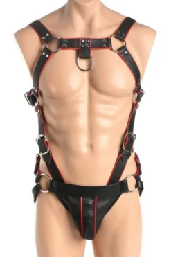 Master Series Heathen Harness L/XL - Zwart, Rood 11 Master Series Heathen Harness L/XL - Zwart, Rood -Seksspeeltjeswinkel ah094 lxl 5