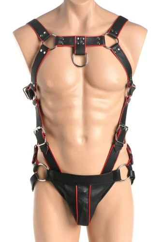 Master Series Heathen Harness L/XL - Zwart, Rood 5 Master Series Heathen Harness L/XL - Zwart, Rood - Afbeelding 5