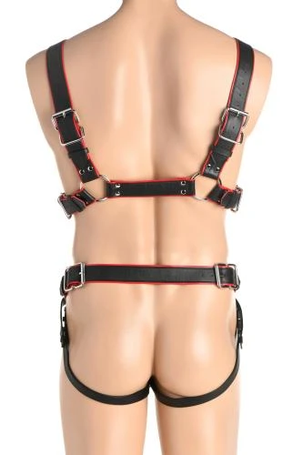 Master Series Heathen Harness L/XL - Zwart, Rood 6 Master Series Heathen Harness L/XL - Zwart, Rood - Afbeelding 6