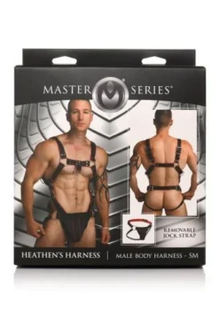 Master Series Heathen Harness L/XL - Zwart, Rood 13 Master Series Heathen Harness L/XL - Zwart, Rood -Seksspeeltjeswinkel ah094 lxl 7