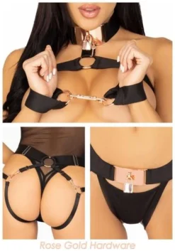 LEG AVENUE Satijnen Elastisch Harnas - Zwart -Seksspeeltjeswinkel ki404122001 12