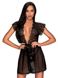 Obsessive Kimono Romanesa - Zwart 6 Obsessive Kimono Romanesa - Zwart -Seksspeeltjeswinkel obs2880