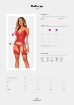 Obsessive Belovya Korset - Rood -Seksspeeltjeswinkel obs9766 5