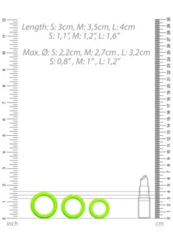 Ouch! Cockringset 3-delig - Glow In The Dark - Neon Groen -Seksspeeltjeswinkel ou731glo 5