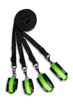 Ouch! Glow In The Dark Bed Bevestigingsset - Neon Groen/zwart