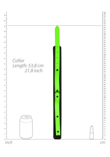 Ouch! Halsband Met Riem - Glow In The Dark - Neon Groen/Zwart 4 Ouch! Halsband Met Riem - Glow In The Dark - Neon Groen/Zwart - Afbeelding 4